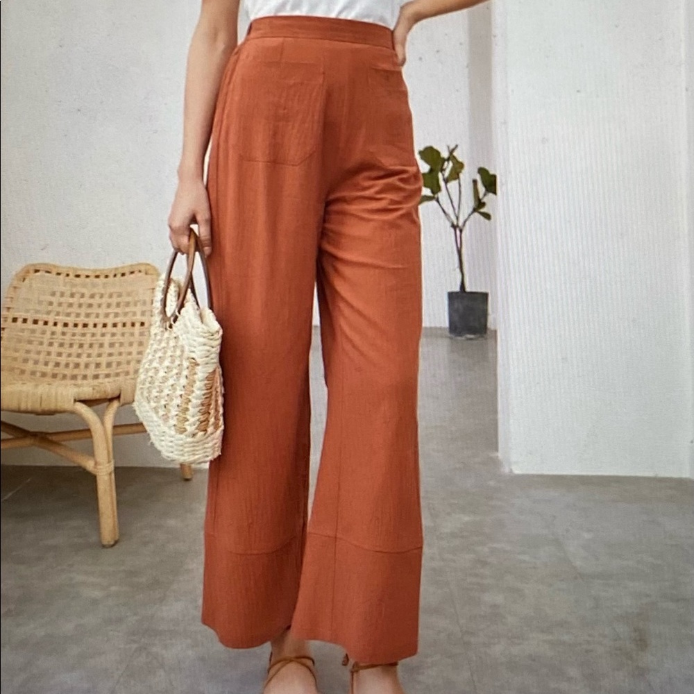 RUST BROWN WIDE LEG PANTS